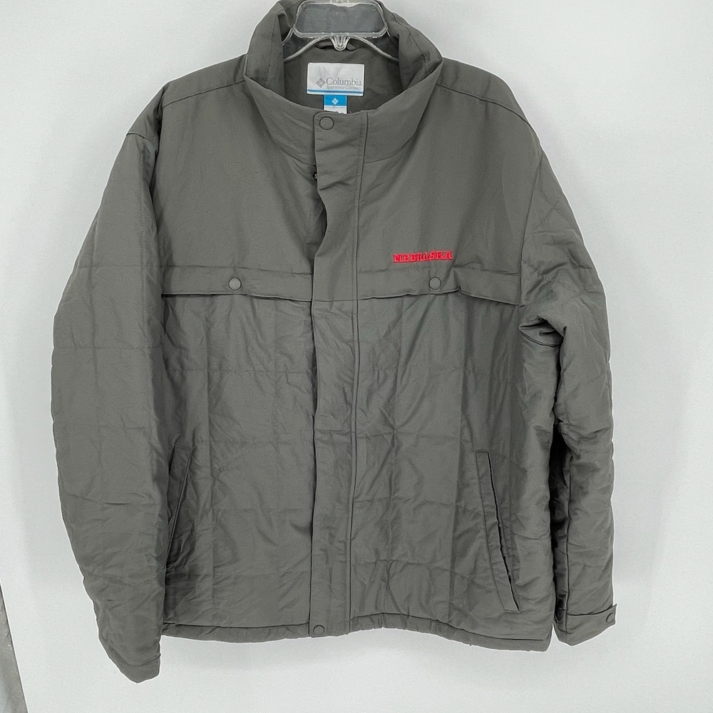 Columbia Men's Gray Nebraska Huskers Quilted Puffer‎ Full Zip Jacket Size XXL